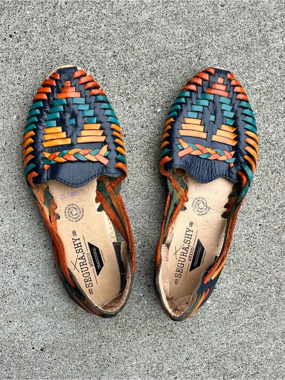 Handwoven Multicolor Leather Huarache Flats -